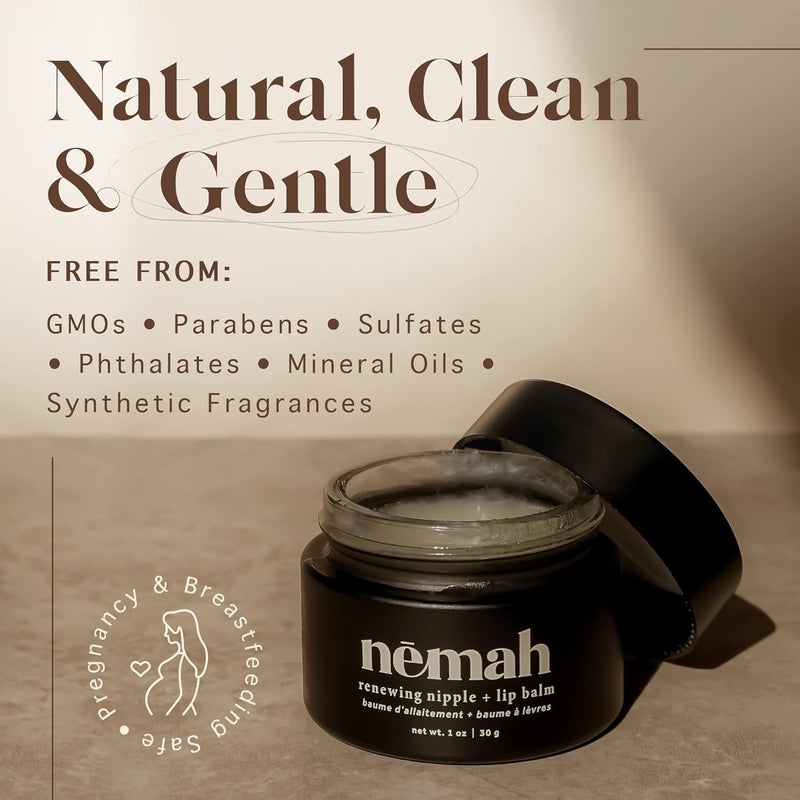Nemah - Organic Nipple Balm, Nipple Cream Safe for Breastfeeding - 2-in-1 Nipple Butter & Lip Balm, Nursing Nipple Balm - Non-Greasy, Vegan, & Cruelty-Free - 1 oz. - Image 5